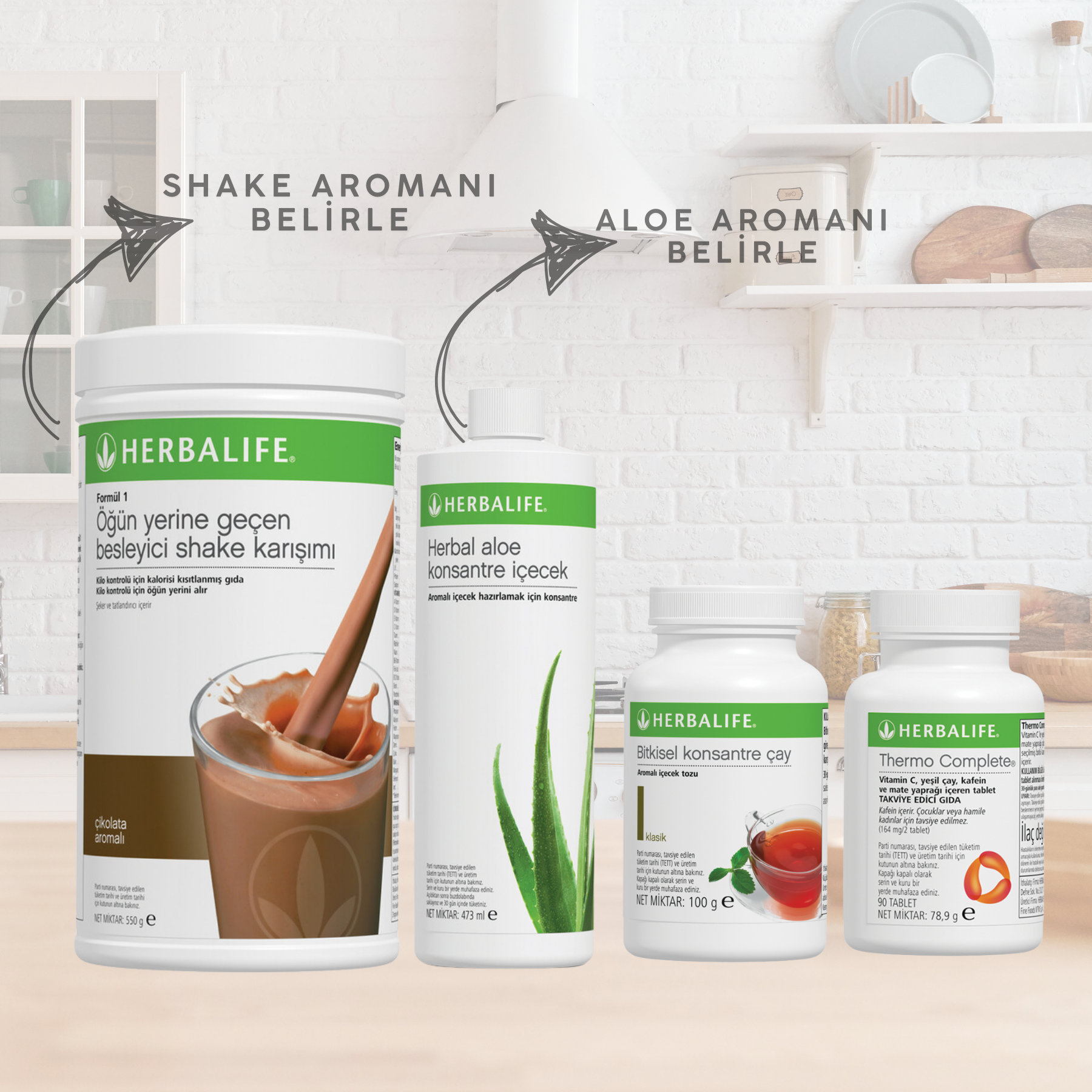 shake + aleo +100 gram çay+ thermo ++ Herbalife Aşağı Kilo Kontrol Seti 6 Maksimum Sonuç Paketi - Görsel 1