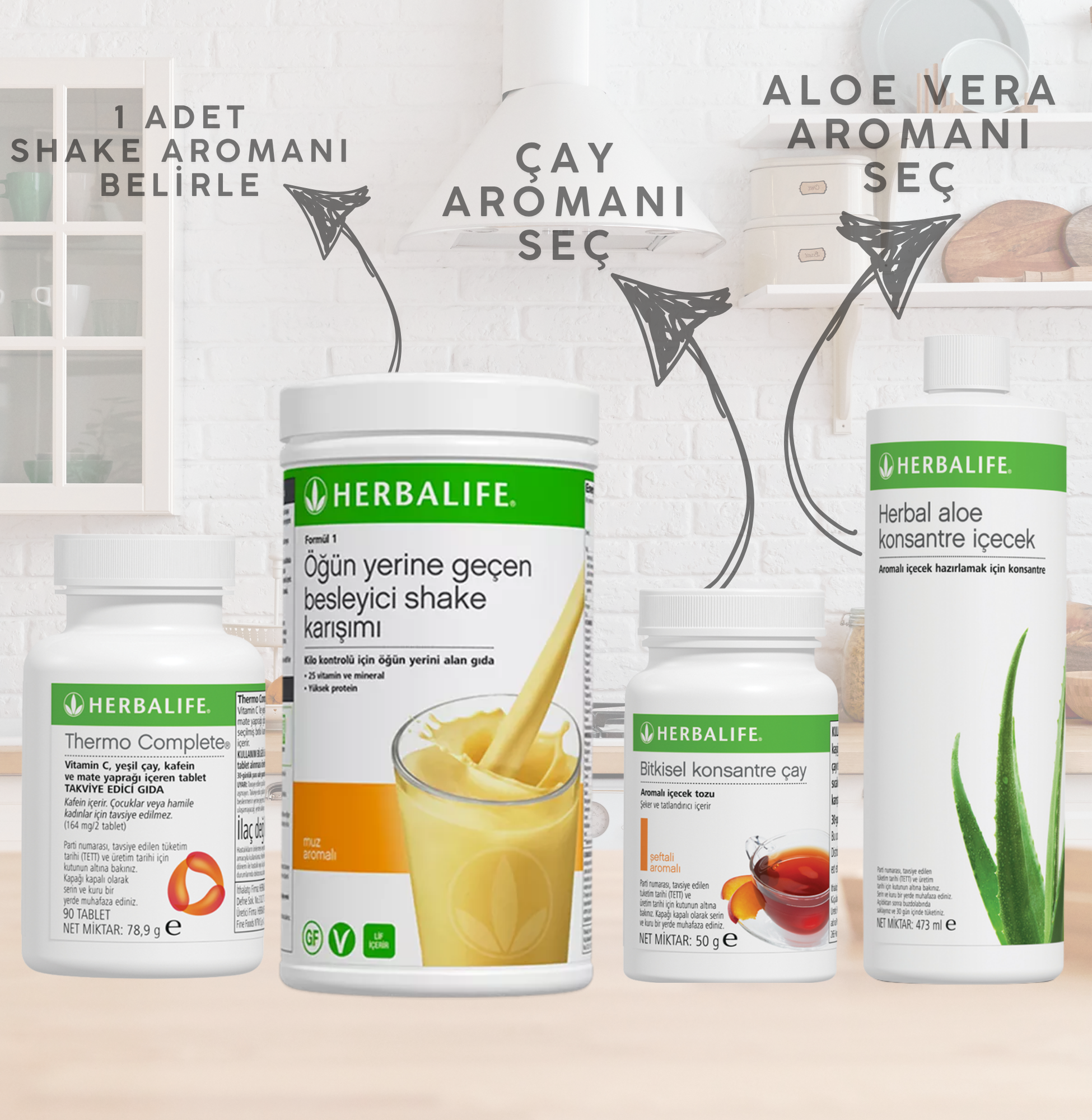 shake 50 gram çay aloe thermo Herbalife Aşağı Kilo Kontrol Seti 6 Maksimum Mini Sonuç Paketi - Görsel 1