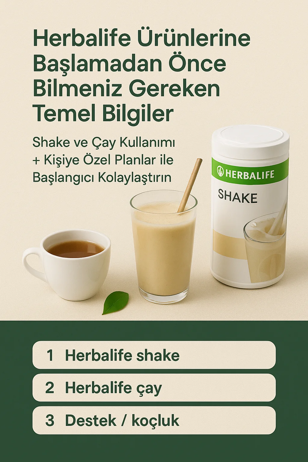 Shake ve Çay Kullanımı + Kişiye Özel Planlar ile Başlangıcı Kolaylaştırın.
